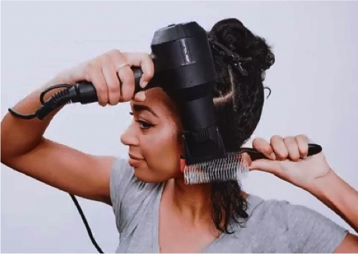 blow drying hair